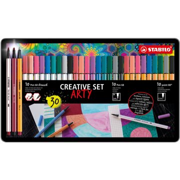 

STABILO Pen 68 brush, Pen 68 & point 88 - ARTY - 30 ks sada v plechu