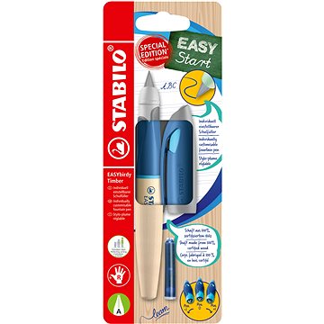 

STABILO EASYbirdy Timber pro praváky, hrot pro začátečníky, bombička v balení, modré