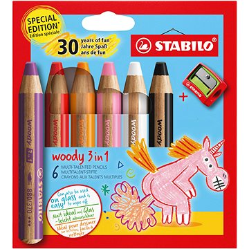 

STABILO woody 3 in 1 Anniversary Edition Jednorožec - 6 ks s ořezávátkem