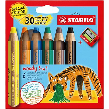 

STABILO woody 3 in 1 Anniversary Edition Tygr - 6 ks s ořezávátkem
