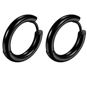 

STYLE4 Náušnice - otevírací kroužky 14 mm, černá ocel