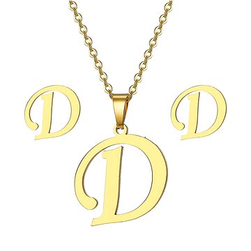 

STYLE4 Dárková sada šperků písmeno D, zlatá ocel