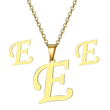 

STYLE4 Dárková sada šperků písmeno E, zlatá ocel