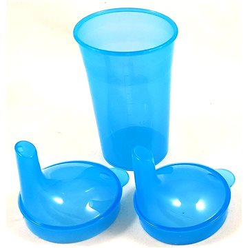 

Sundo Hrnek se dvěma víčky se dvěma širokými dlouhými náustky, 250 ml, modrý