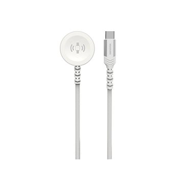 Swissten opletený magnetický kabel pro Apple Watch kovový, USB-C 1.2 m bílý