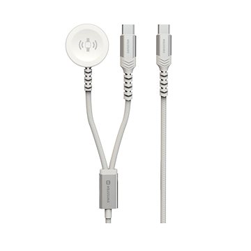 

Swissten opletený magnetický kabel 2v1 pro Apple Watch a USB-C, USB-C 1.2 m bílý