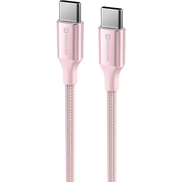 Swissten datový kabel Textile II USB-C / USB-C 1.5m růžový