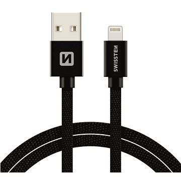 

Swissten textilní datový kabel lightning 2m černý