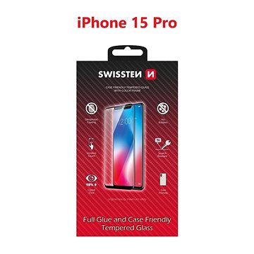 

Swissten 3D Full Glue pro Apple iPhone 15 Pro černé