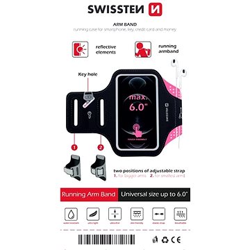 

Swissten Armband Case vel. 6.0" růžové