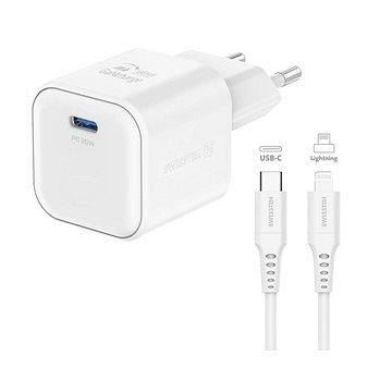 

Swissten síťový adaptér GaN 1x USB-C 20W Power Delivery + datový kabel USB-C/Lightning 1.2m bílý