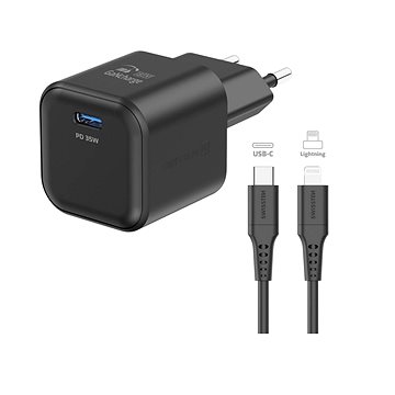 

Swissten síťový adaptér GaN 1x USB-C 35W Power Delivery + datový kabel USB-C/Lightning 1.2m černý