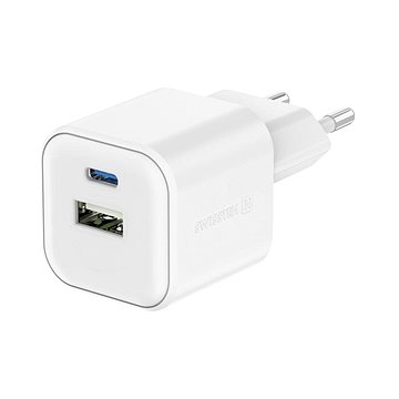 

Swissten síťový adaptér GaN 1x USB-C 20W PD + 1x USB-A 18W QC bílý