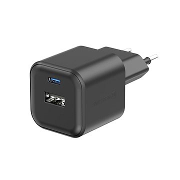 

Swissten síťový adaptér GaN 1x USB-C 20W PD + 1x USB-A 18W QC černý
