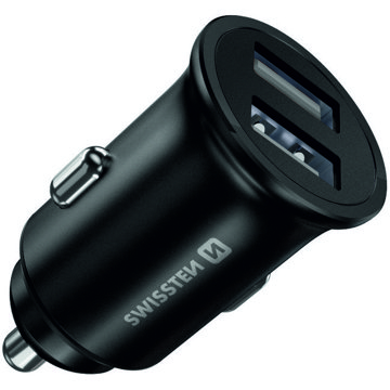 

Swissten CL adaptér 2x USB 4.8A Metal černý