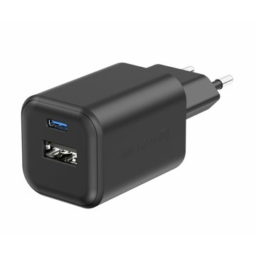 

Swissten síťový adaptér GaN 1x USB-C 45W PD + 1x USB-A 18W QC černý