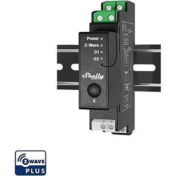 

Shelly Wave 2PM, spínací modul 2x 16A na DIN lištu, měření spotřeby, Z-Wave