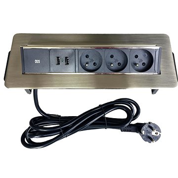 

IN Výklopná lišta, 3 zásuvky + 2 USB