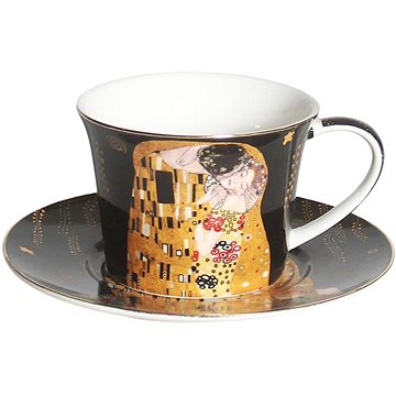 

Home Elements Porcelánový hrnek 250 ml s podšálkem, Klimt, Polibek tmavý