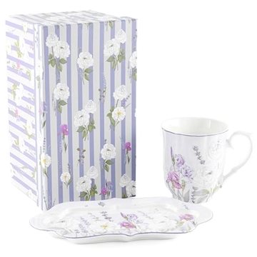 

Home Elements Porcelánový hrnek 360 ml s podtáckem, Levandule
