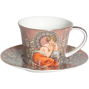 

Home Elements Porcelánový šálek 350 ml s podšálkem, Mucha tmavý