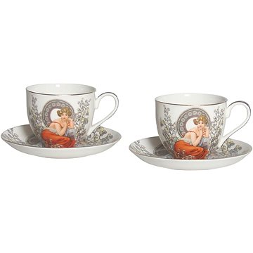 

Home Elements Sada 2 porcelánových hrnků 270 ml s podšálky, Mucha světlý
