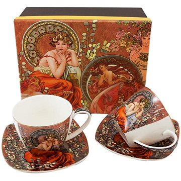 

Home Elements Sada dvou šálků 250 ml, s podšálky a lžičkami, Mucha tmavý