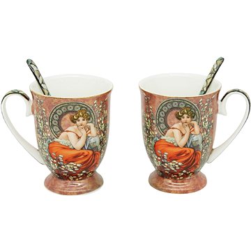 

Home Elements Sada dvou šálků 280 ml se lžičkami, Mucha tmavý