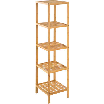 TecTake Regál policový bambus 5 polic, 33 × 33 × 141 cm