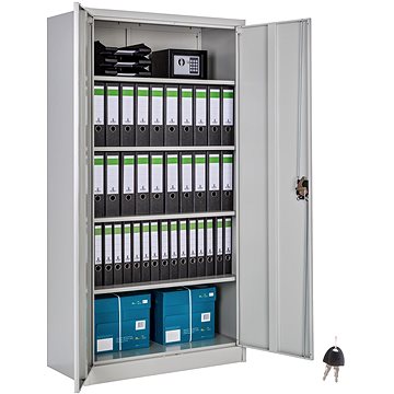 

Tectake Kovová archivační skříň na spisy 5 přihrádek, šedá,90 cm
