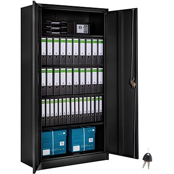 

Tectake Kovová archivační skříň na spisy 5 přihrádek, černá,90 cm
