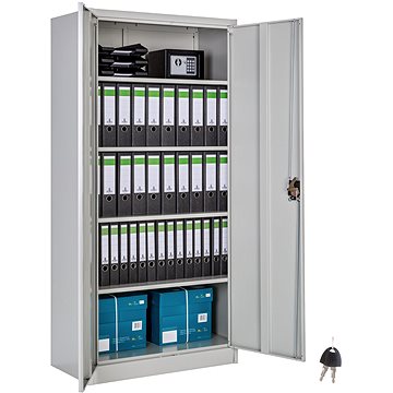 Tectake Kovová archivační skříň na spisy 5 přihrádek, šedá,80 cm