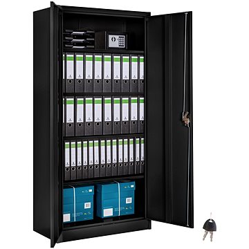 

Tectake Kovová archivační skříň na spisy 5 přihrádek, černá,80 cm