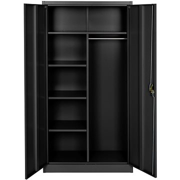 

Tectake Plechová policová skříň 6 přihrádek, černá,80 cm