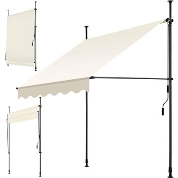 

Tectake Upínací markýza s ruční klikou, výškově nastavitelná 150 × 180 cm, béžová