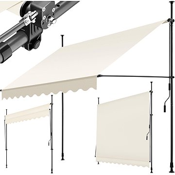 

Tectake Upínací markýza s ruční klikou, výškově nastavitelná 250 × 180 cm, béžová