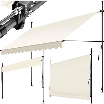 

Tectake Upínací markýza s ruční klikou, výškově nastavitelná 350 × 180 cm, béžová