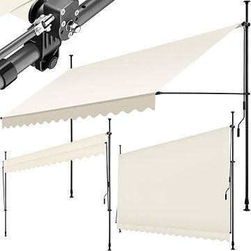 

Tectake Upínací markýza s ruční klikou, výškově nastavitelná 400 × 180 cm, béžová