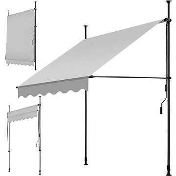 

Tectake Upínací markýza s ruční klikou, výškově nastavitelná 150 × 180 cm, světle šedá