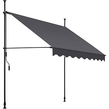 

Tectake Upínací markýza s ruční klikou, výškově nastavitelná 200 × 180 cm, černá/šedá