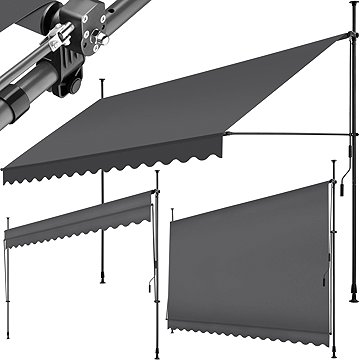 

Tectake Upínací markýza s ruční klikou, výškově nastavitelná 400 × 180 cm, černá/šedá