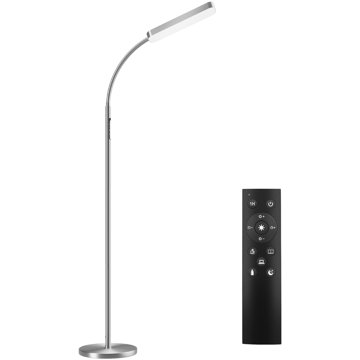 

TecTake Stojací lampa Prisma LED, 5 světelných režimů, 12 W, stmívatelná, stříbrná