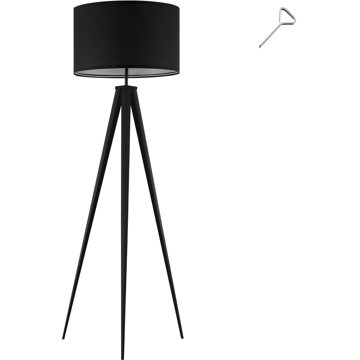 

TecTake Stojací lampa Lunaris, textilní stínidlo, trojnožka, černá