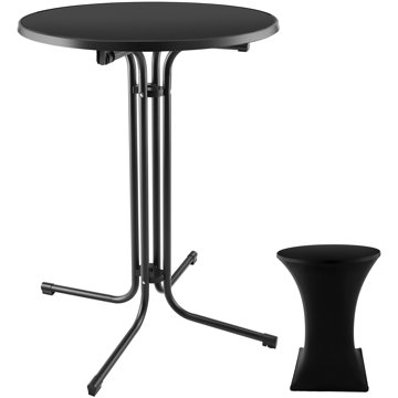 

TECTAKE Zahradní stůl Eren, skládací, s potahem, 90 cm, černý