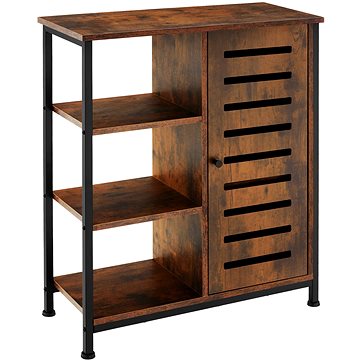 

TecTake Komoda 71 × 32 × 82 cm - Industrial tmavé dřevo, pant dveří vpravo