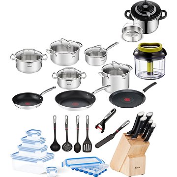

Tefal Sada hrnců, pánví, nožů, dóz a kuchyňského náčiní 32 ks (Starter Kit)