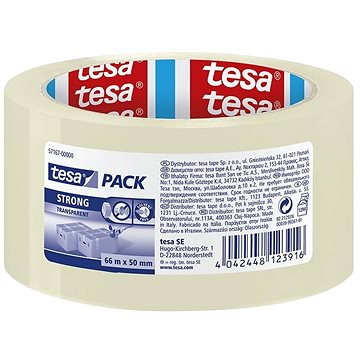 TESA Lepící páska STRONG, PP, akrylát, nehlučná, průhledná, 66 m, 50 mm