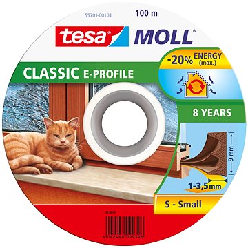 

tesamoll Gumové těsnění, hnědé, na okna a dveře, E profil, buben 100m