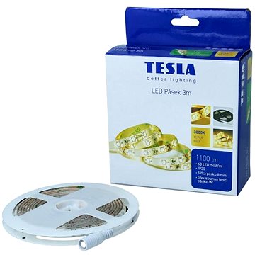 

Tesla LED pásek, 60LED/ m, délka 3 m + 1,5 m, 8 mm, 3000 K, SMD2835, IP20