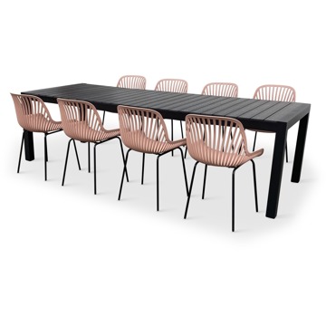 

NOELA Set zahradního nábytku GRANDE PASTO XXL/GABY starorůžová 1 stůl + 8 židlí